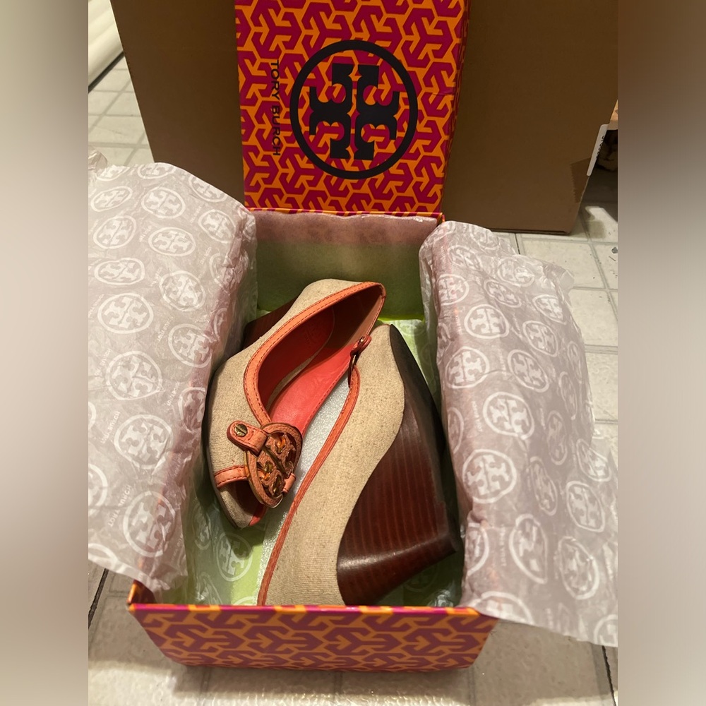 Tory Burch Canvas & Wooden Platform Shoes - Picture 3 of 11
